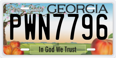 GA license plate PWN7796