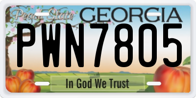 GA license plate PWN7805