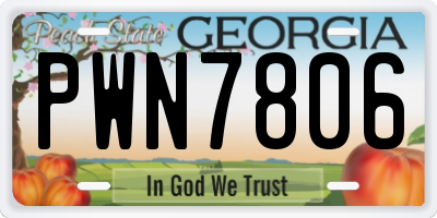 GA license plate PWN7806
