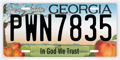 GA license plate PWN7835