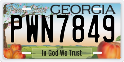 GA license plate PWN7849