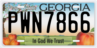 GA license plate PWN7866