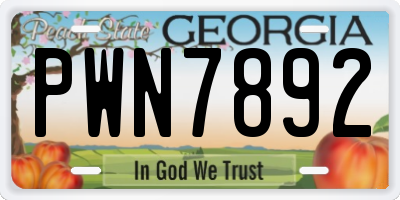 GA license plate PWN7892