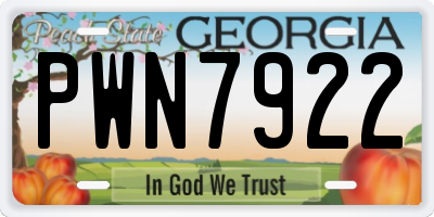 GA license plate PWN7922