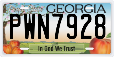 GA license plate PWN7928