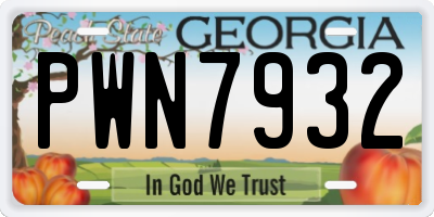 GA license plate PWN7932