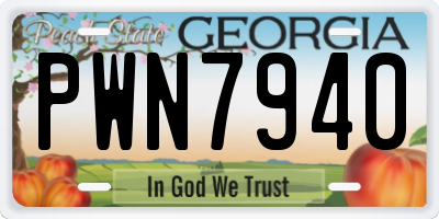 GA license plate PWN7940