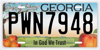 GA license plate PWN7948