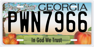 GA license plate PWN7966