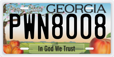 GA license plate PWN8008