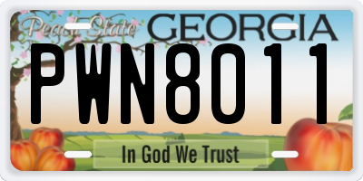 GA license plate PWN8011