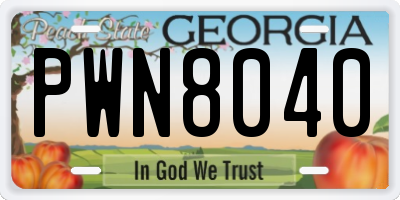 GA license plate PWN8040