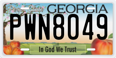 GA license plate PWN8049