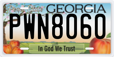 GA license plate PWN8060