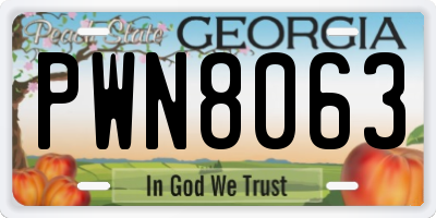 GA license plate PWN8063
