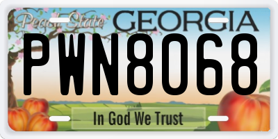 GA license plate PWN8068