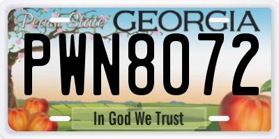 GA license plate PWN8072