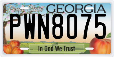 GA license plate PWN8075