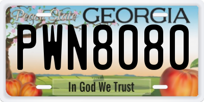 GA license plate PWN8080