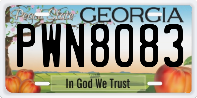 GA license plate PWN8083