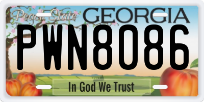 GA license plate PWN8086