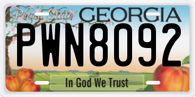GA license plate PWN8092