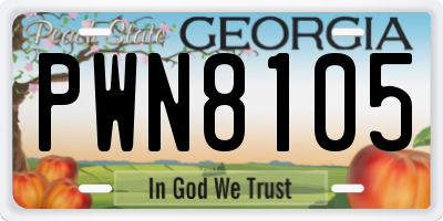 GA license plate PWN8105