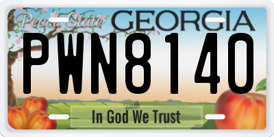 GA license plate PWN8140