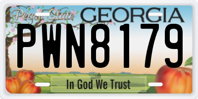 GA license plate PWN8179