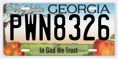 GA license plate PWN8326