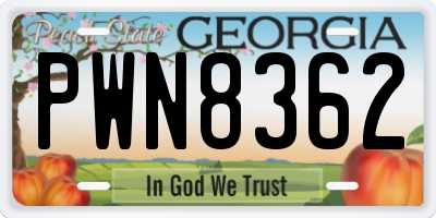 GA license plate PWN8362