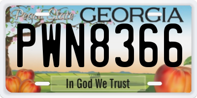 GA license plate PWN8366