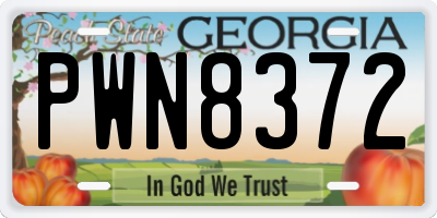 GA license plate PWN8372