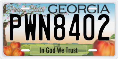 GA license plate PWN8402