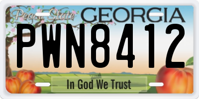 GA license plate PWN8412