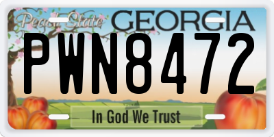 GA license plate PWN8472