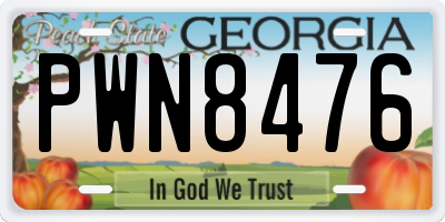 GA license plate PWN8476