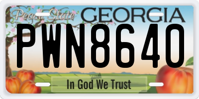 GA license plate PWN8640