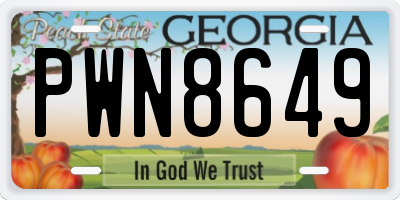 GA license plate PWN8649