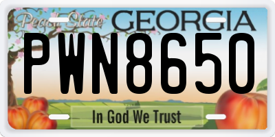 GA license plate PWN8650