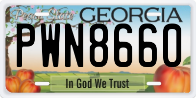 GA license plate PWN8660