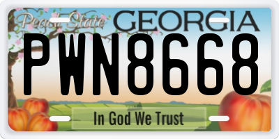 GA license plate PWN8668