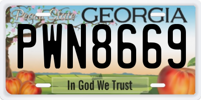 GA license plate PWN8669