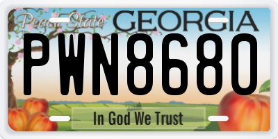 GA license plate PWN8680
