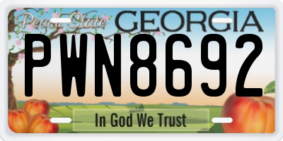 GA license plate PWN8692