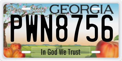 GA license plate PWN8756