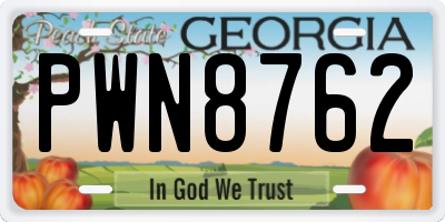GA license plate PWN8762