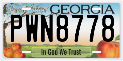 GA license plate PWN8778