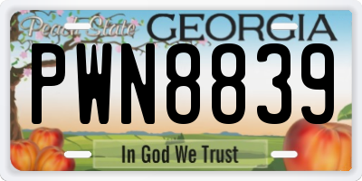 GA license plate PWN8839