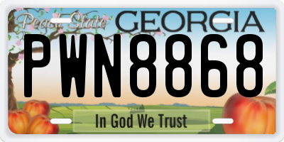 GA license plate PWN8868
